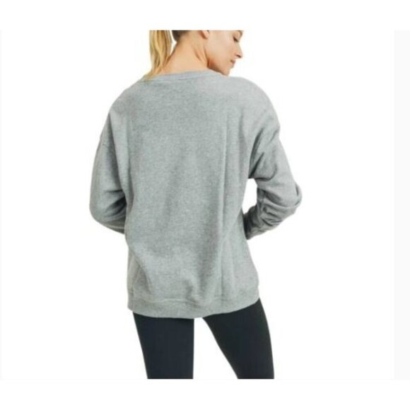 Mono B Sweatshirt Womens 1XL Gray Antiqued Star Cheetah Print Comfy Loungewear - Picture 5 of 8